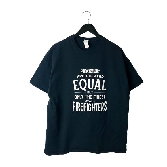 Firefighters All Men Are Created Equal T Shirt Gray XL Extra Large Graphic Tee - Picture 2 of 11